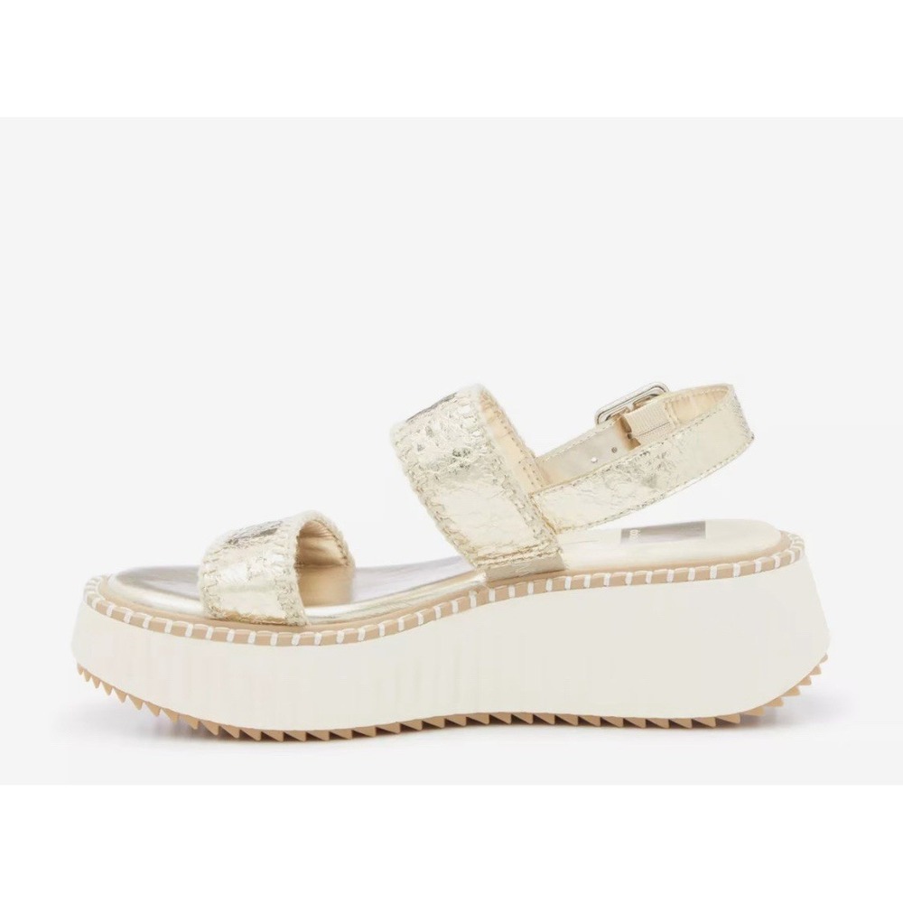 Dolce Vita Drake Platform Comfort‎ Sandal, Platinum Gold Sz-10M Buckle Closure
